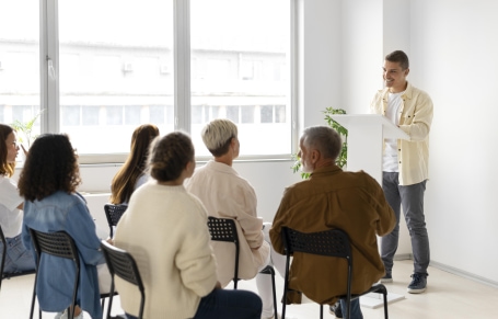 parents and teachers having meeting